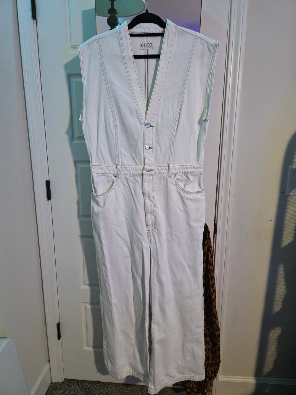 Etica White Sleeveless Denim Jumpsuit